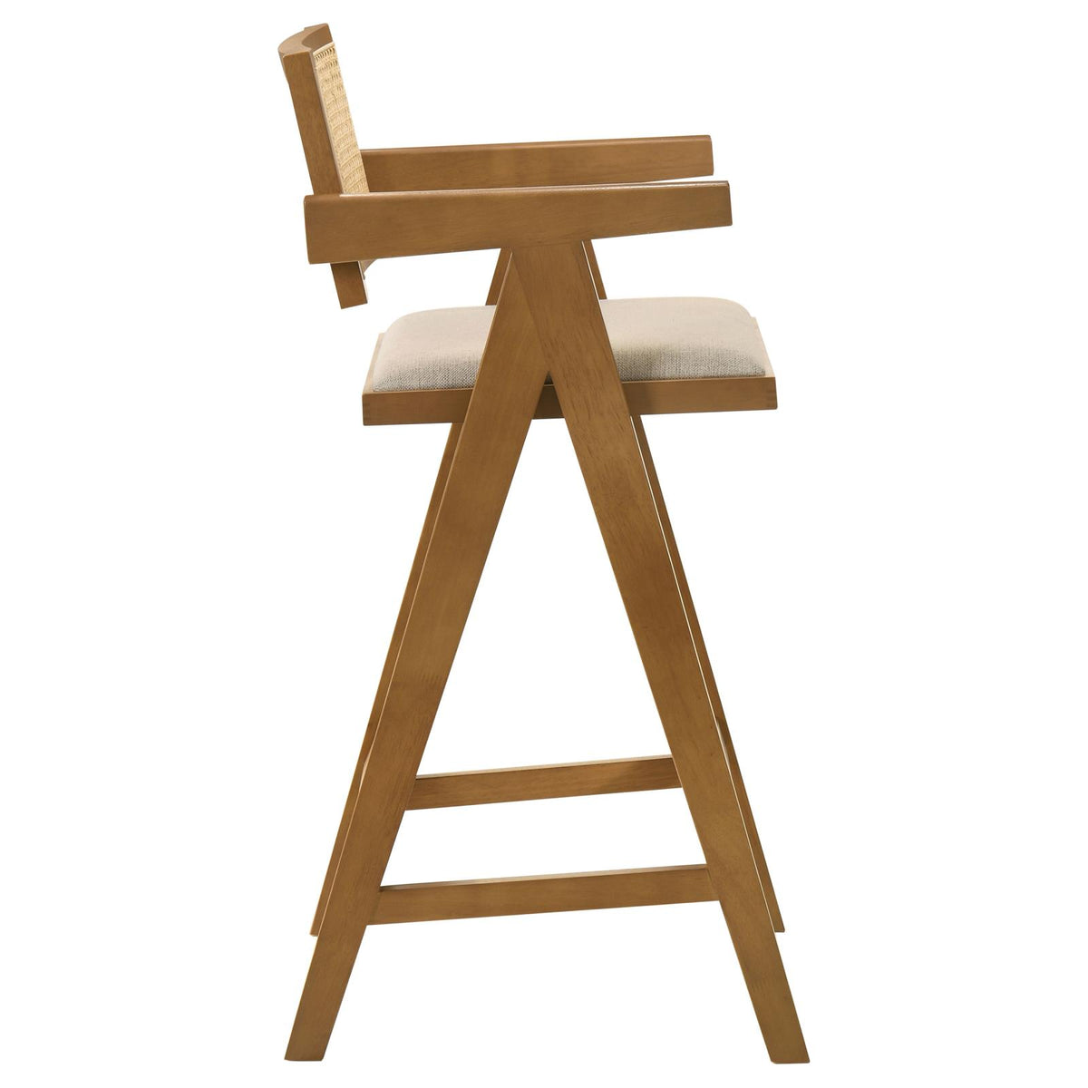 Kane Light Walnut Solid Wood Bar Stool with Woven Rattan Back, Set of 2 from Coaster - Luna Furniture