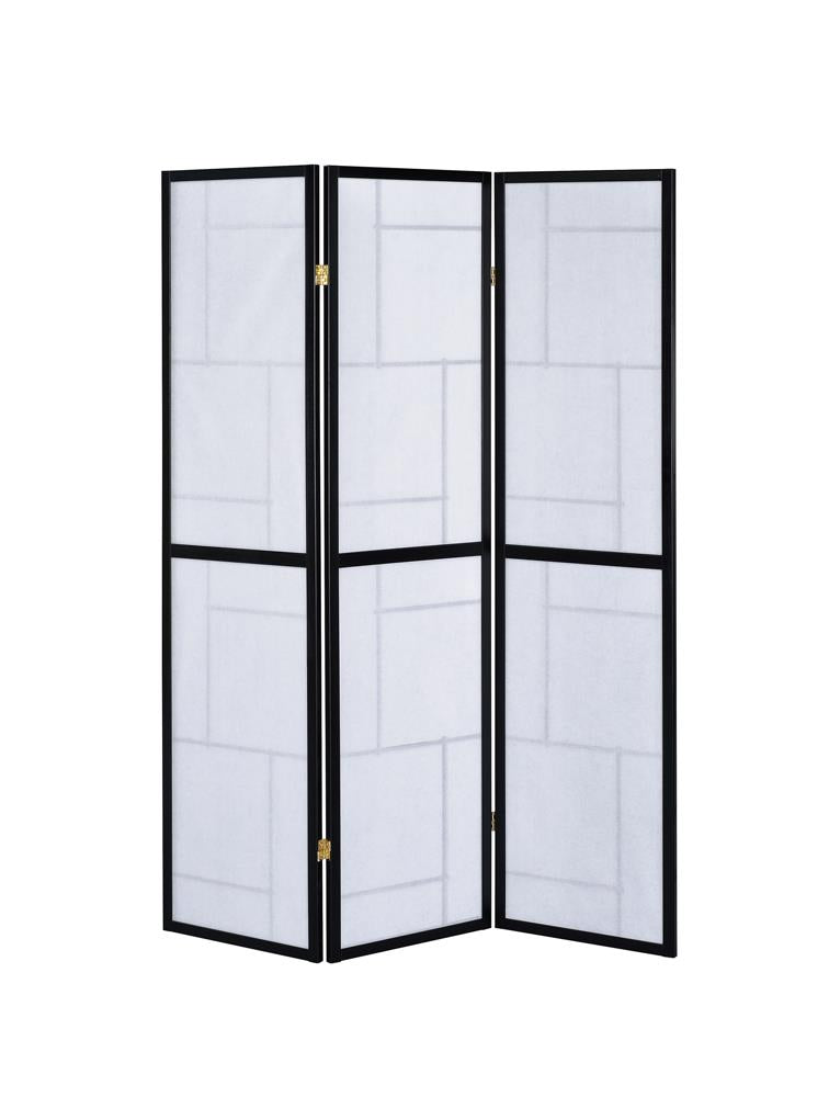 Katerina Black and White 3-Panel Folding Floor Screen from Coaster - Luna Furniture