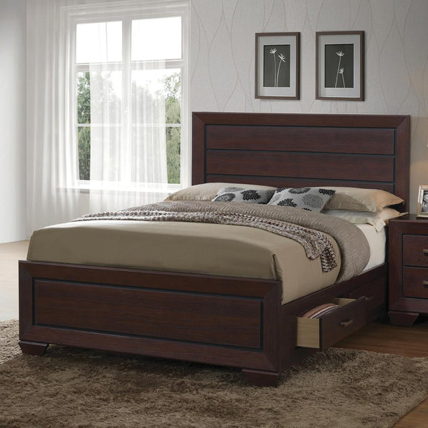 Kauffman Dark Cocoa California King Storage Bed