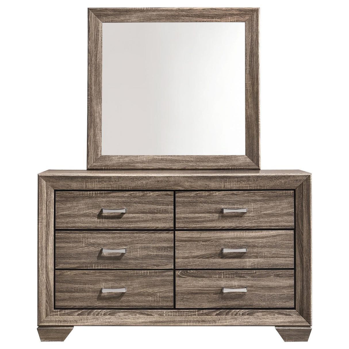 Kauffman Washed Taupe 6-Drawer Dresser with Mirror from Coaster - Luna Furniture
