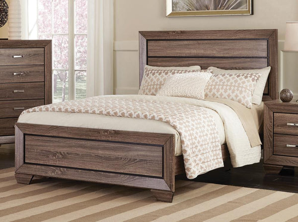 Kauffman Washed Taupe California King Panel Bed