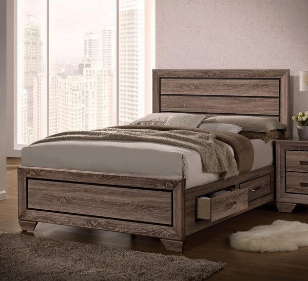 Kauffman Washed Taupe California King Storage Bed