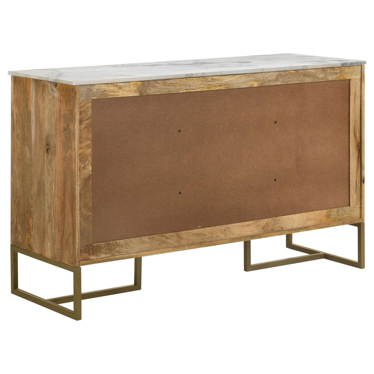 Keaton Natural and Antique Gold 3-Door Accent Cabinet with Marble Top from Coaster - Luna Furniture