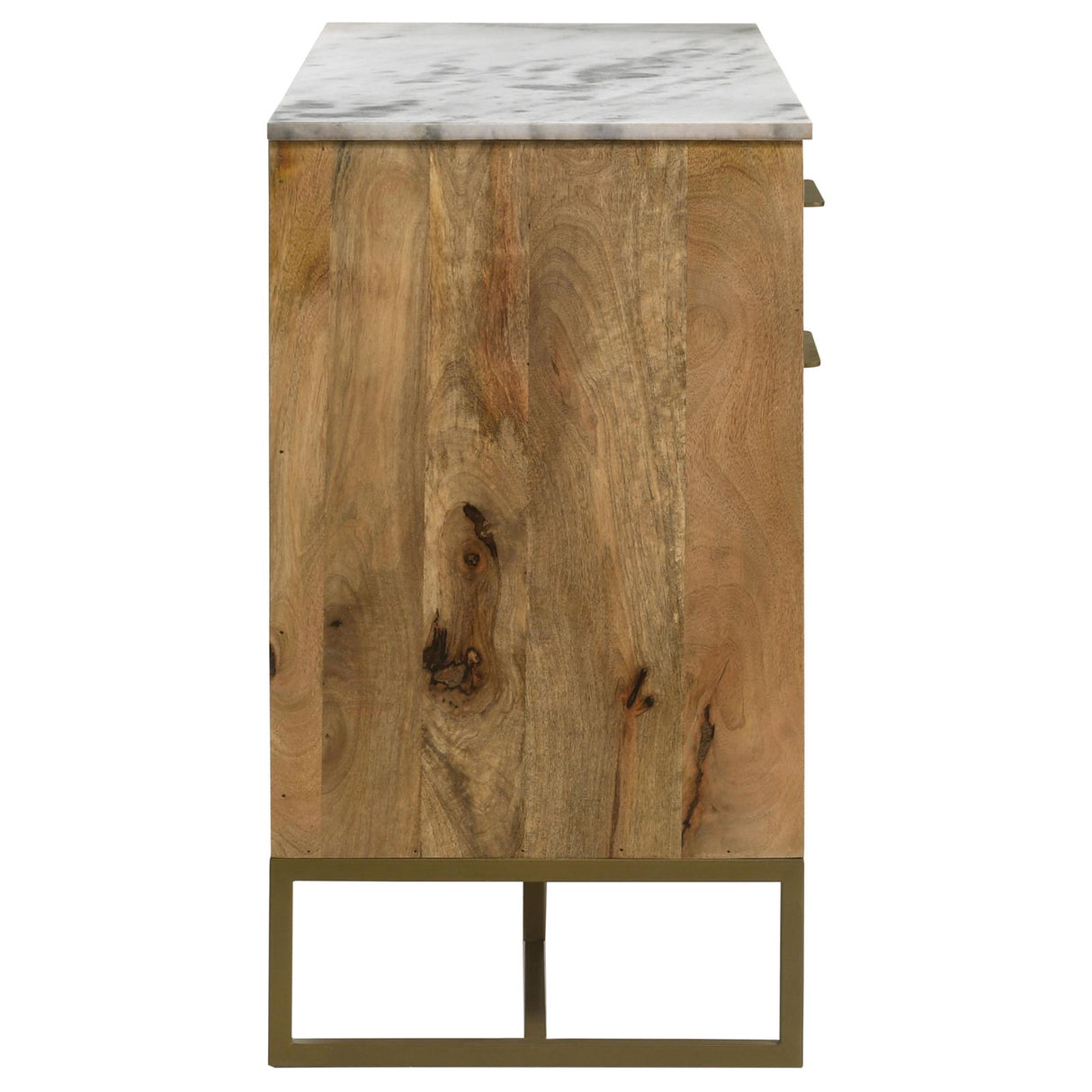 Keaton Natural and Antique Gold 3-Door Accent Cabinet with Marble Top from Coaster - Luna Furniture
