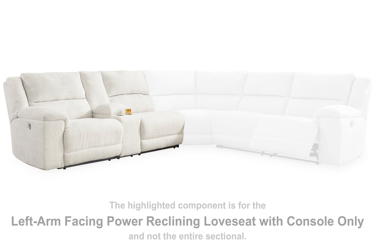 Keensburg Linen Left-Arm Facing Power Reclining Loveseat with Console from Ashley Furniture - Luna Furniture