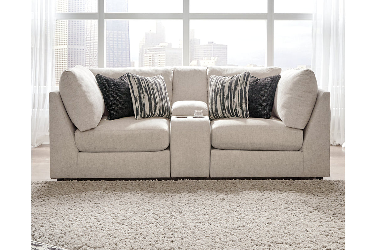 Kellway Bisque 3-Piece Sectional Loveseat with Console from Ashley - Luna Furniture