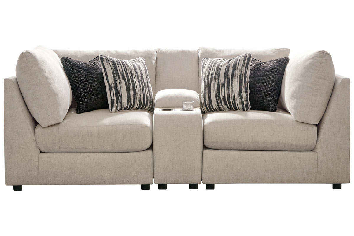 Kellway Bisque 3-Piece Sectional Loveseat with Console from Ashley - Luna Furniture