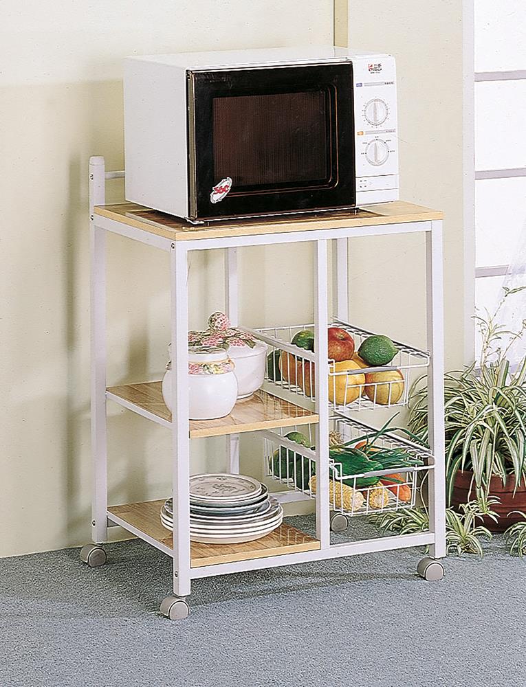 Kelvin Natural Brown and White 2-Shelf Kitchen Cart from Coaster - Luna Furniture