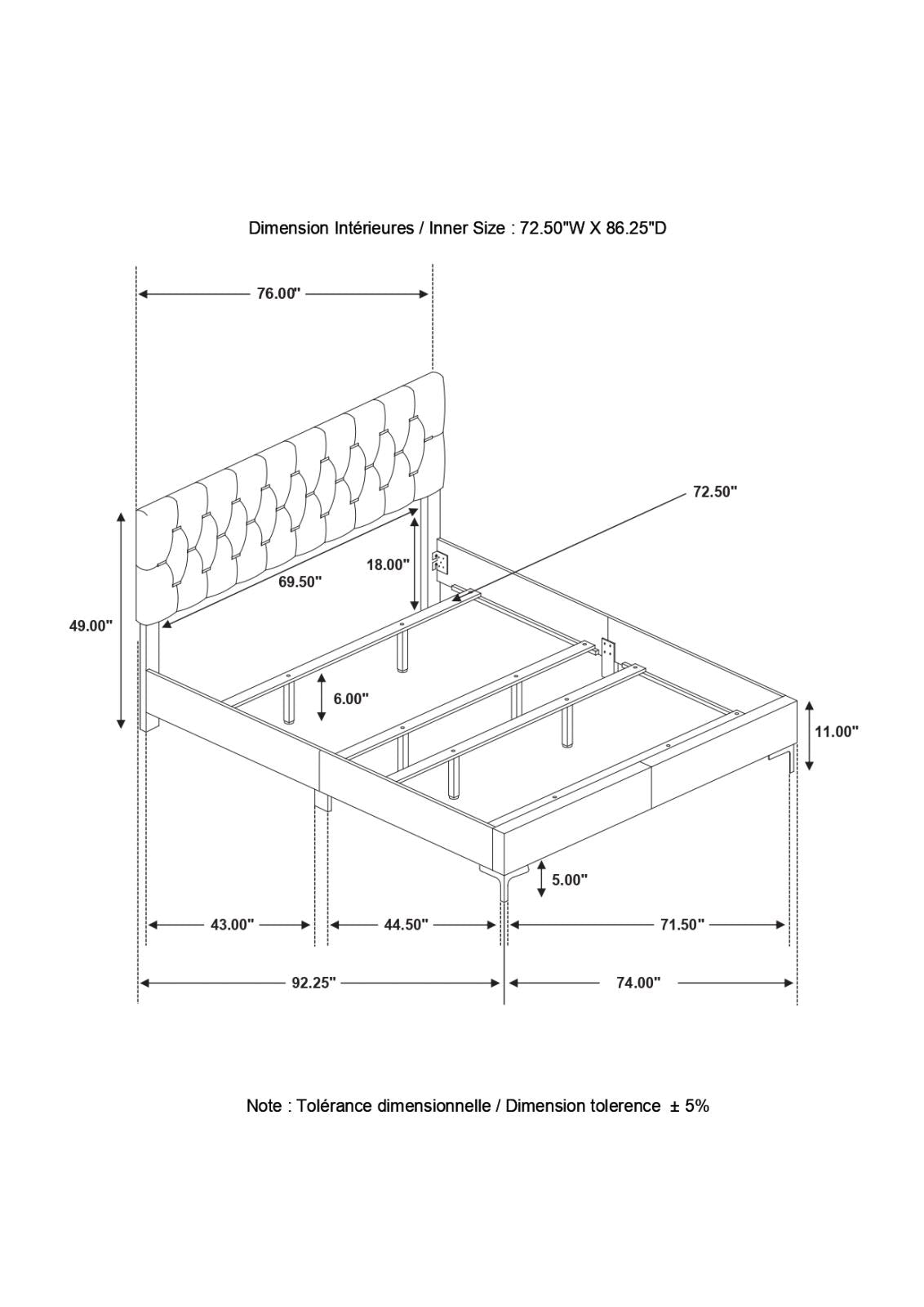 Kendall Black and Gold 5-Piece Tufted Panel California King Bedroom Set from Coaster - Luna Furniture