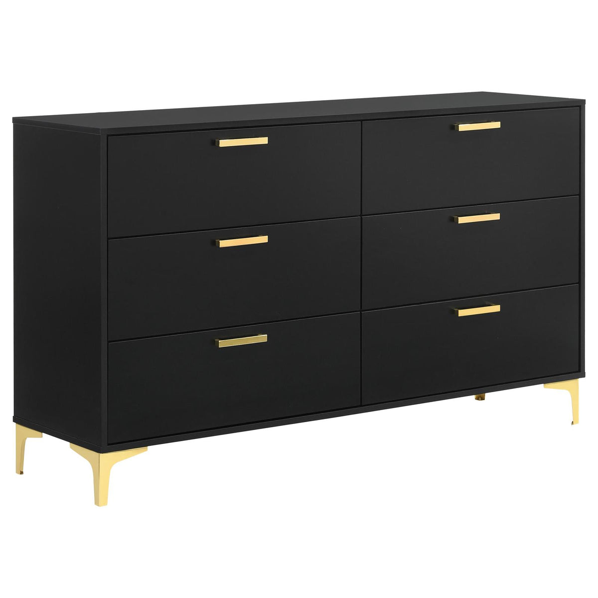 Kendall 6-Drawer Dresser Black and Gold - Luna Furniture Kendall 6-Drawer Dresser Black and Gold - Luna Furniture