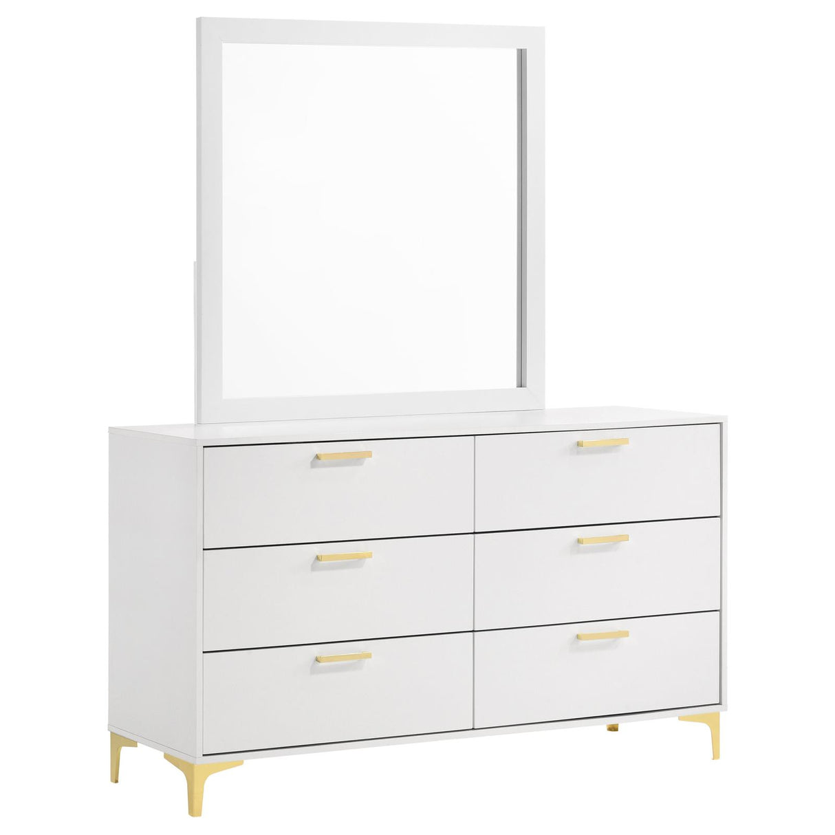 Kendall White 6-Drawer Dresser with Mirror from Coaster - Luna Furniture