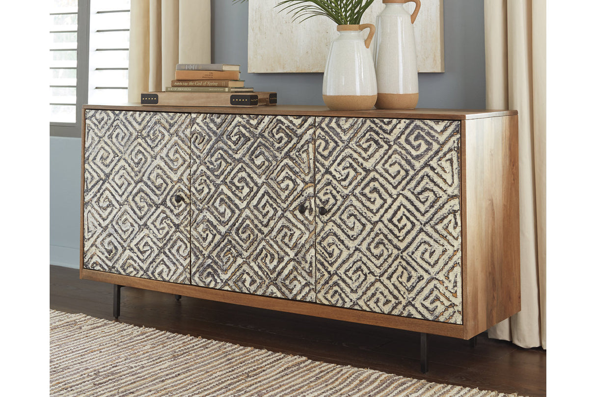 Kerrings Brown/Black/White Accent Cabinet from Ashley Furniture - Luna Furniture
