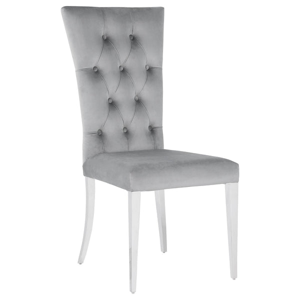 Kerwin Chrome and Gray Tufted Upholstered Side Chair, Set of 2