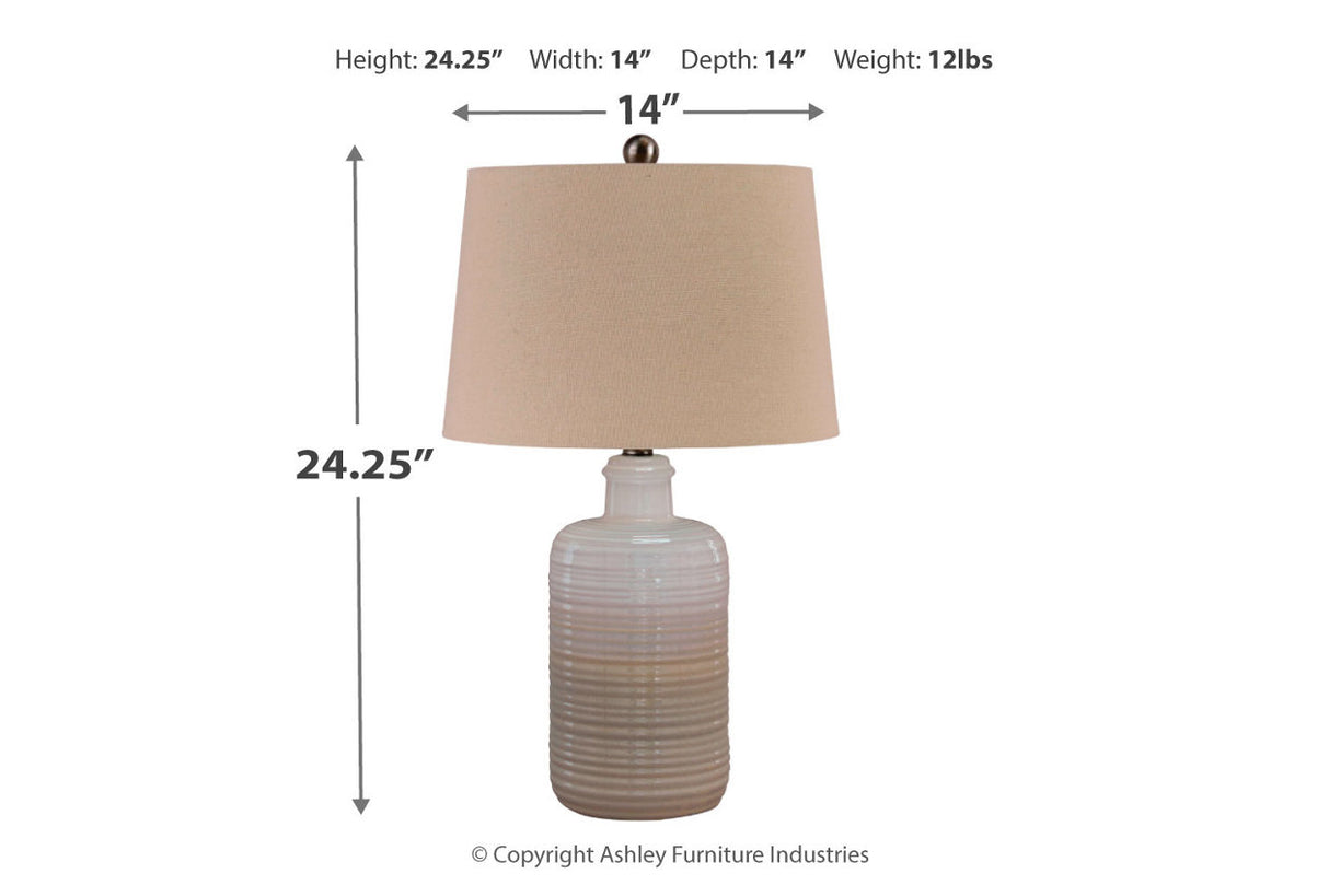 Marnina Taupe Table Lamp, Set of 2 -  - Luna Furniture