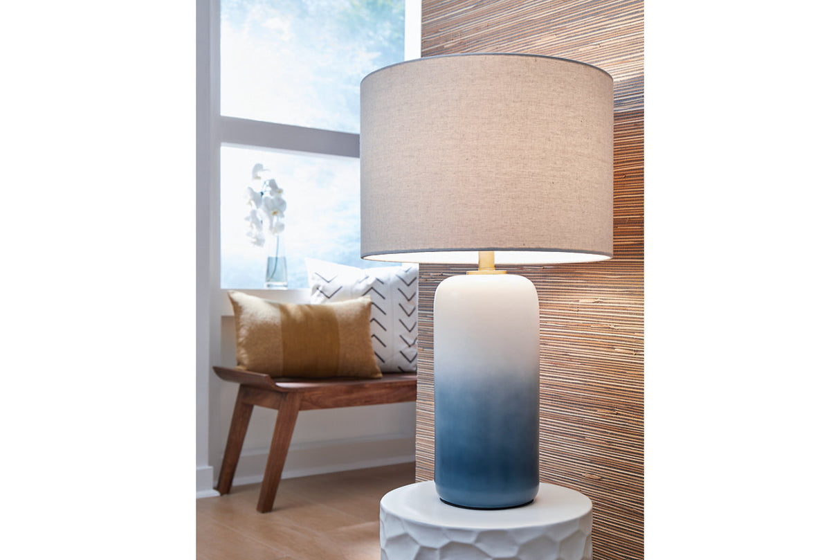 Lemrich White/Teal Table Lamp from Ashley - Luna Furniture