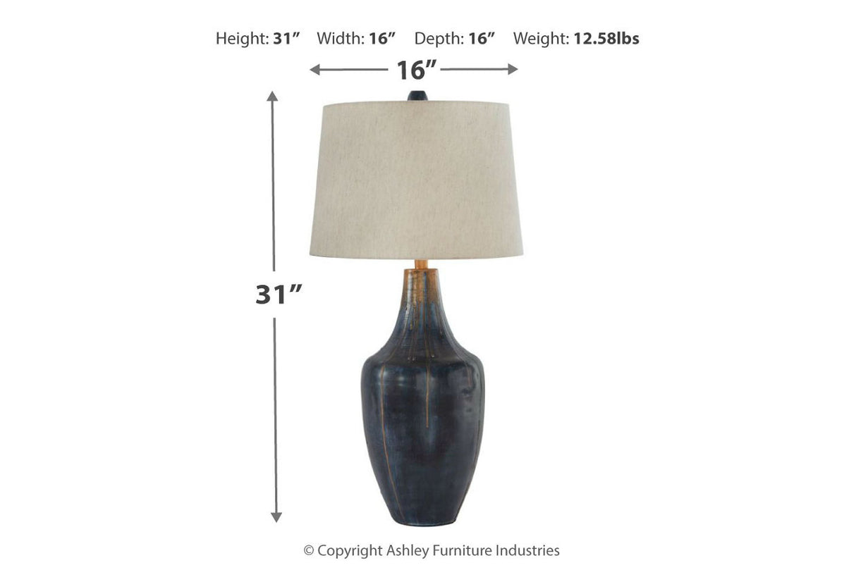 Evania Indigo Table Lamp from Ashley - Luna Furniture