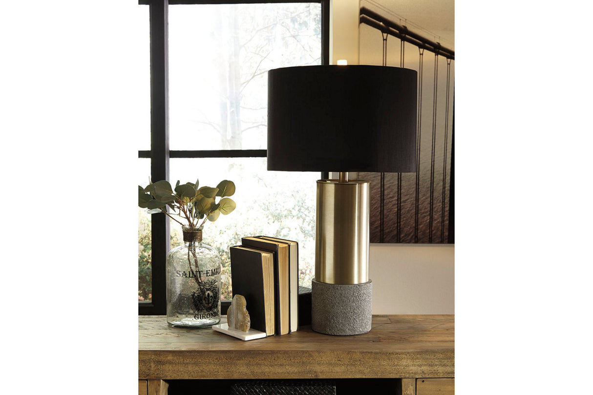Jacek Gray/Brass Finish Table Lamp from Ashley - Luna Furniture