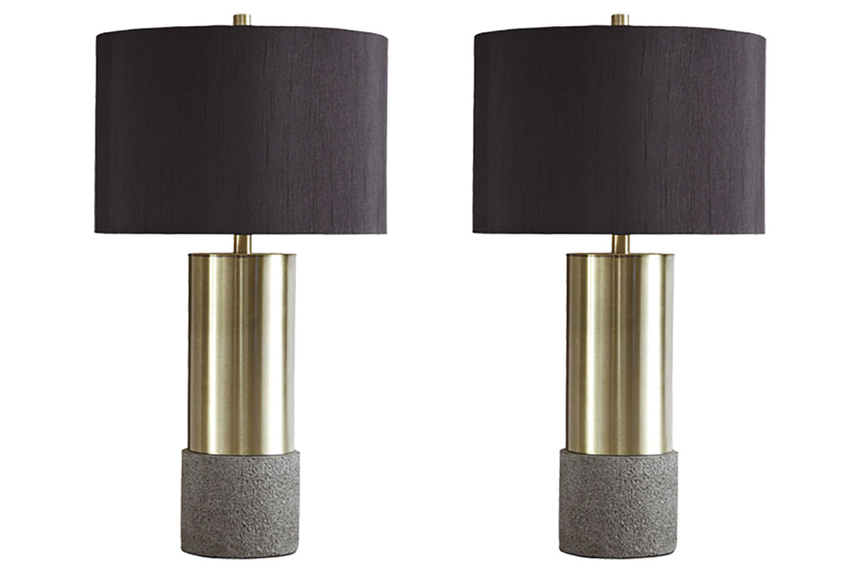 Jacek Gray/Brass Finish Table Lamp from Ashley - Luna Furniture