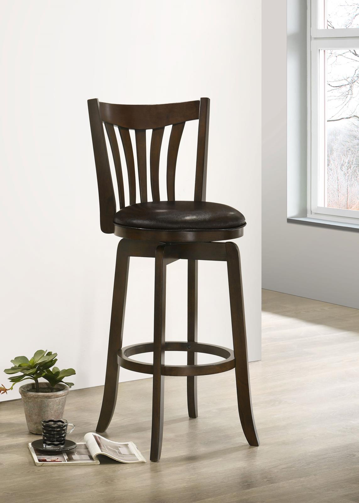 Lambert Dark Cherry Pub Height Swivel Bar Stool from Coaster - Luna Furniture
