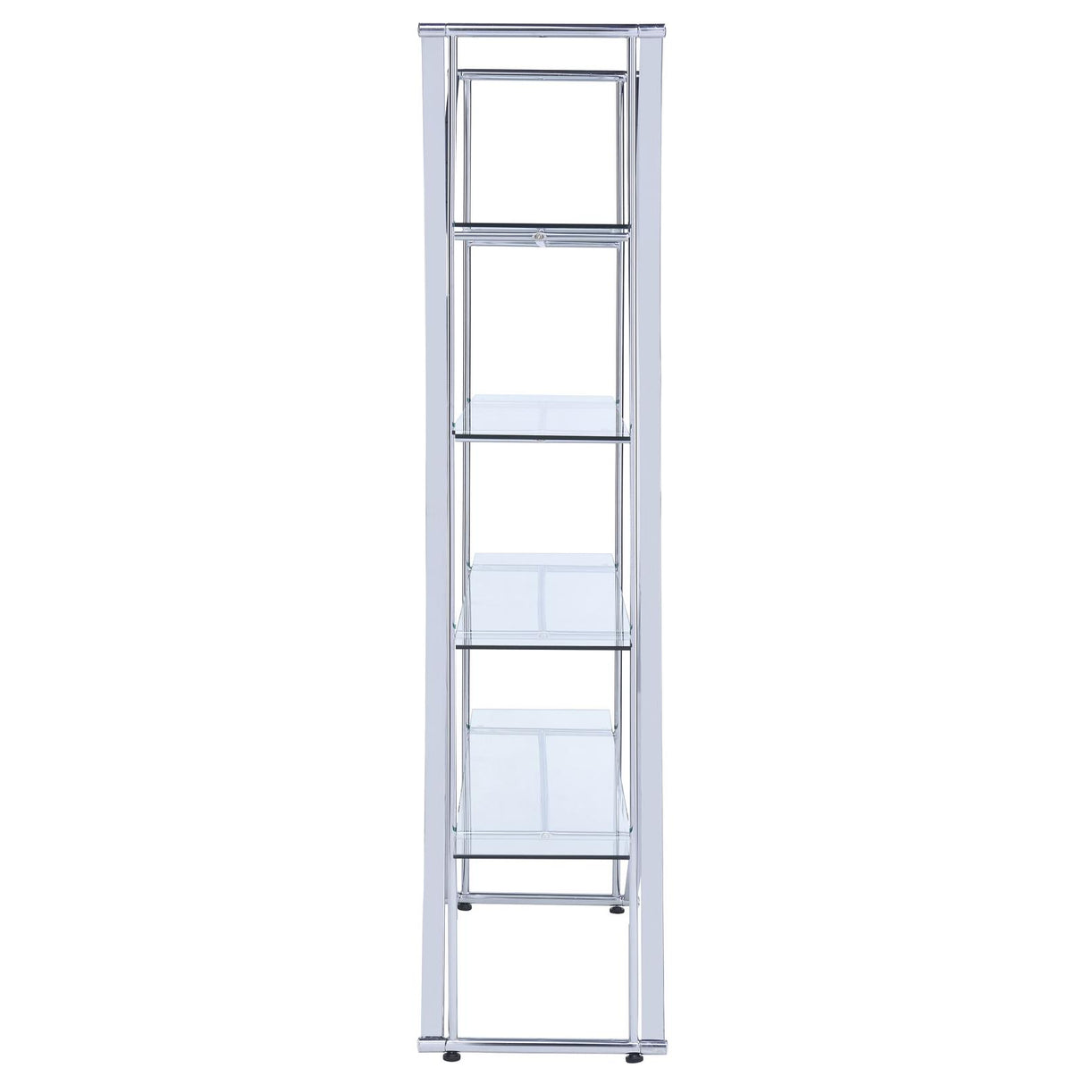 Larson Chrome and Clear 4-Tier Bookcase from Coaster - Luna Furniture