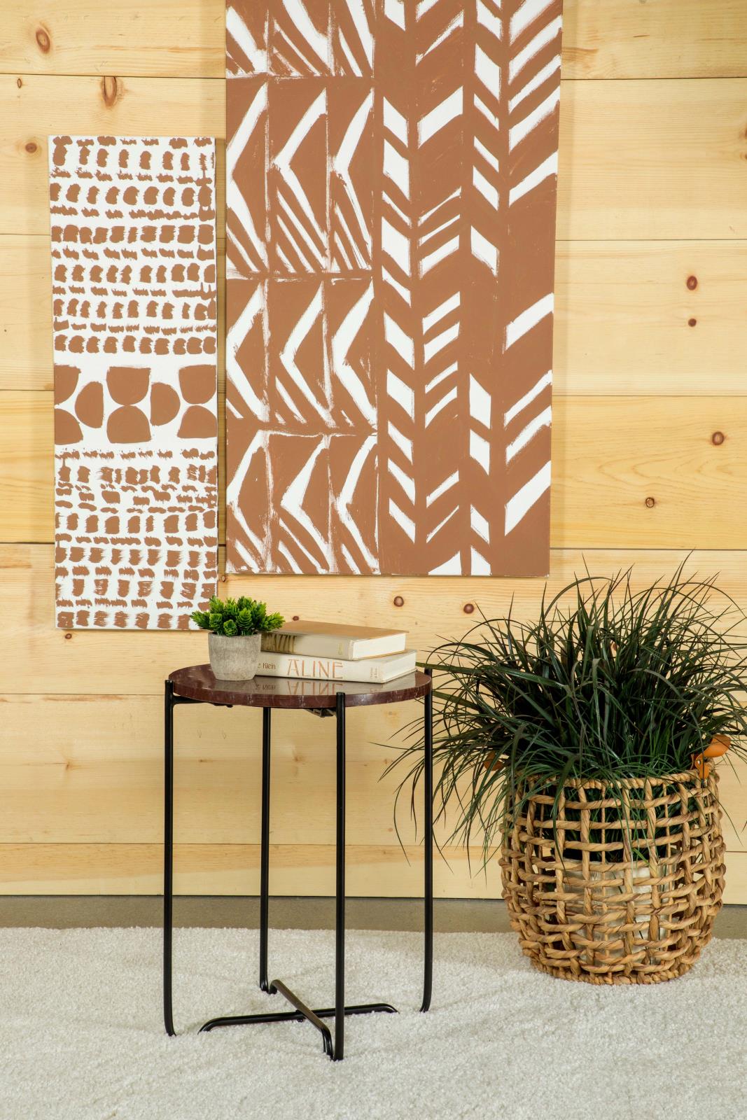 Latifa Red and Black Round Accent Table with Marble Top from Coaster - Luna Furniture