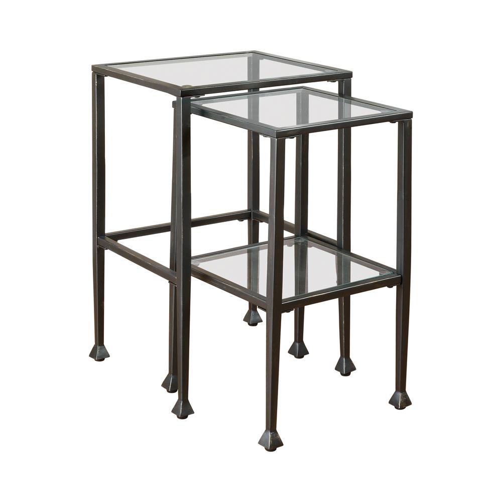 Leilani Black 2-Piece Glass Top Nesting Tables from Coaster - Luna Furniture