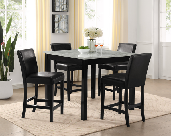 Lennon Black/White Faux Leather 5-Piece Counter Height Dining Set
