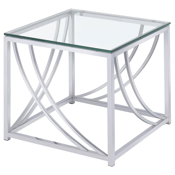 Lille Chrome Glass Top Square End Table Accents