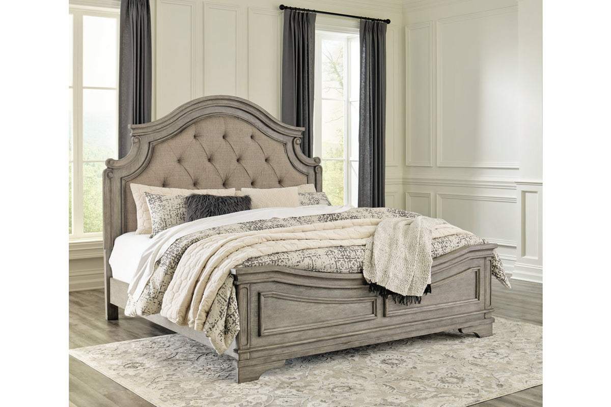 Lodenbay Antique Gray King Upholstered Panel Bed from Ashley - Luna Furniture