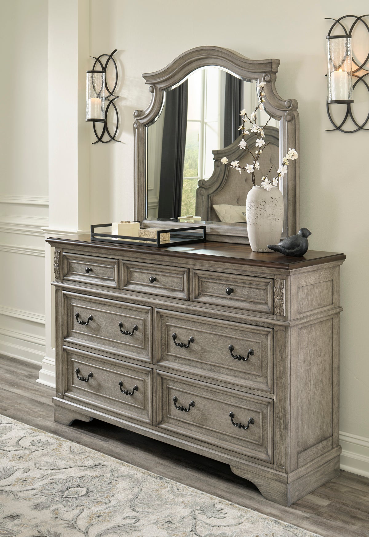 Lodenbay Antique Gray Upholstered Panel Bedroom Set from Ashley - Luna Furniture