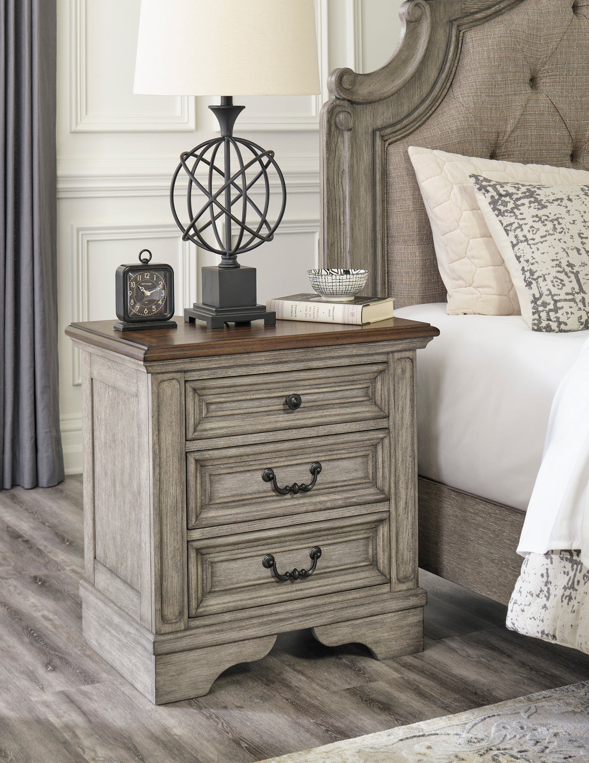 Lodenbay Antique Gray Upholstered Panel Bedroom Set from Ashley - Luna Furniture