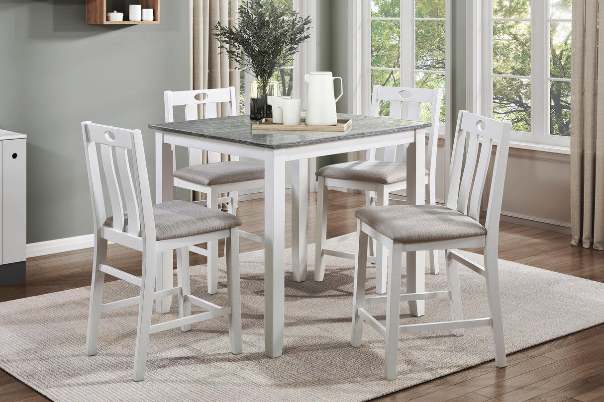 Lowell Bright White/Weathered Gray 5-Piece Counter Height Set from Homelegance - Luna Furniture