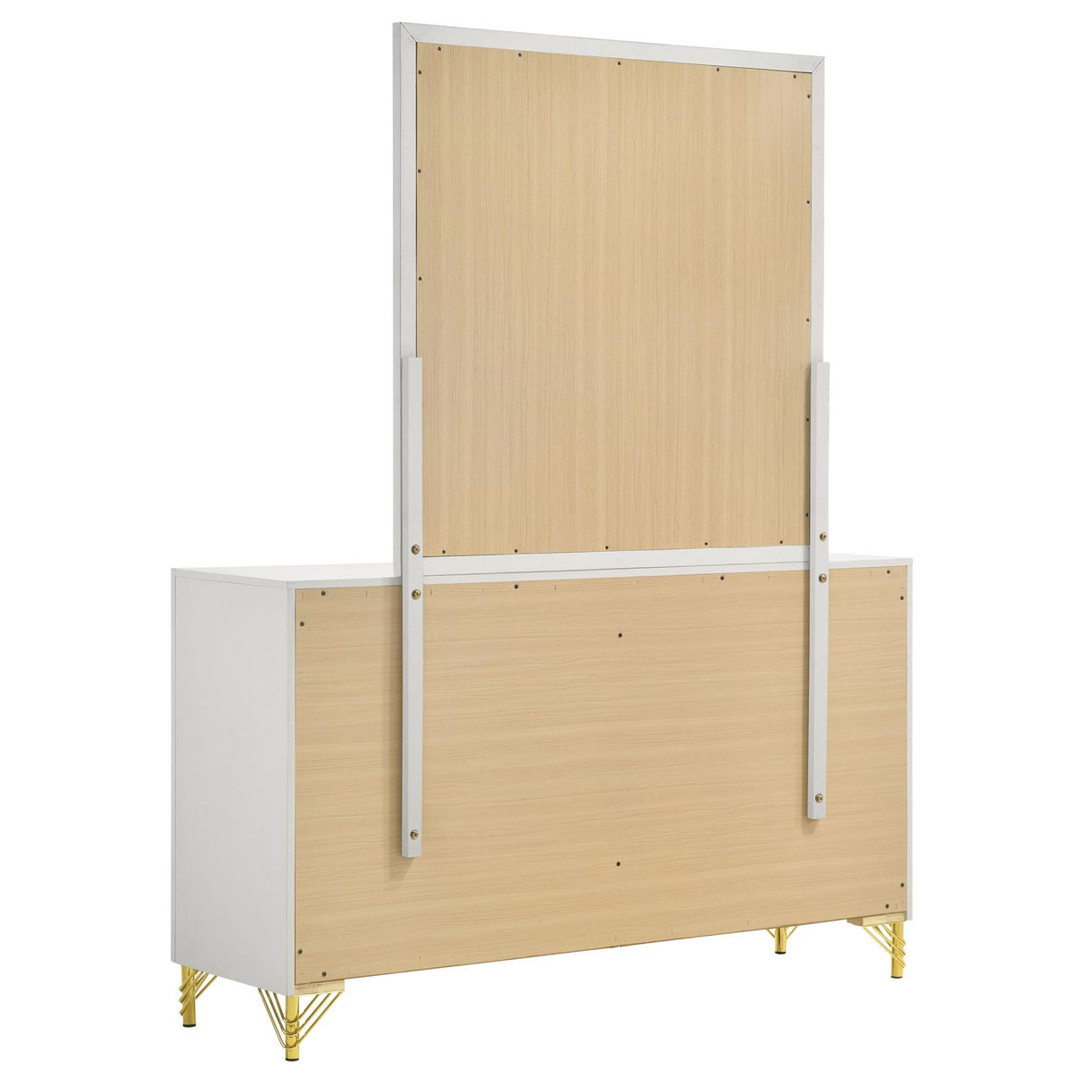 Lucia White 6-Drawer Bedroom Dresser with Mirror from Coaster - Luna Furniture