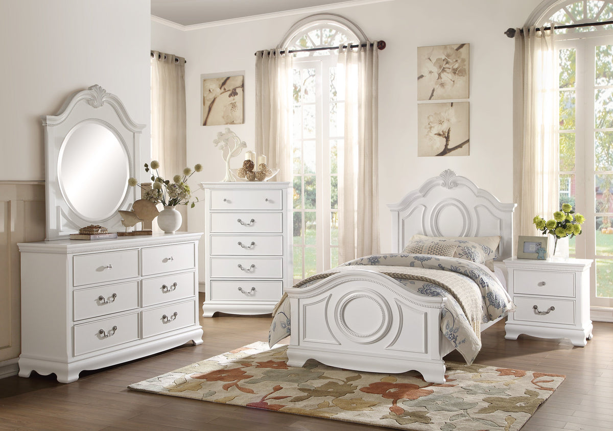 Lucida White Twin Panel Bed from Homelegance - Luna Furniture