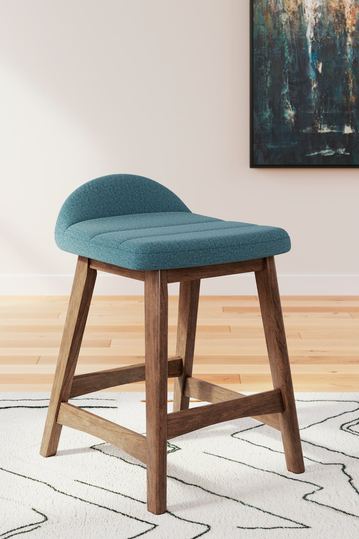 Lyncott Blue/Brown Counter Height Barstool, Set of 2 from Ashley - Luna Furniture