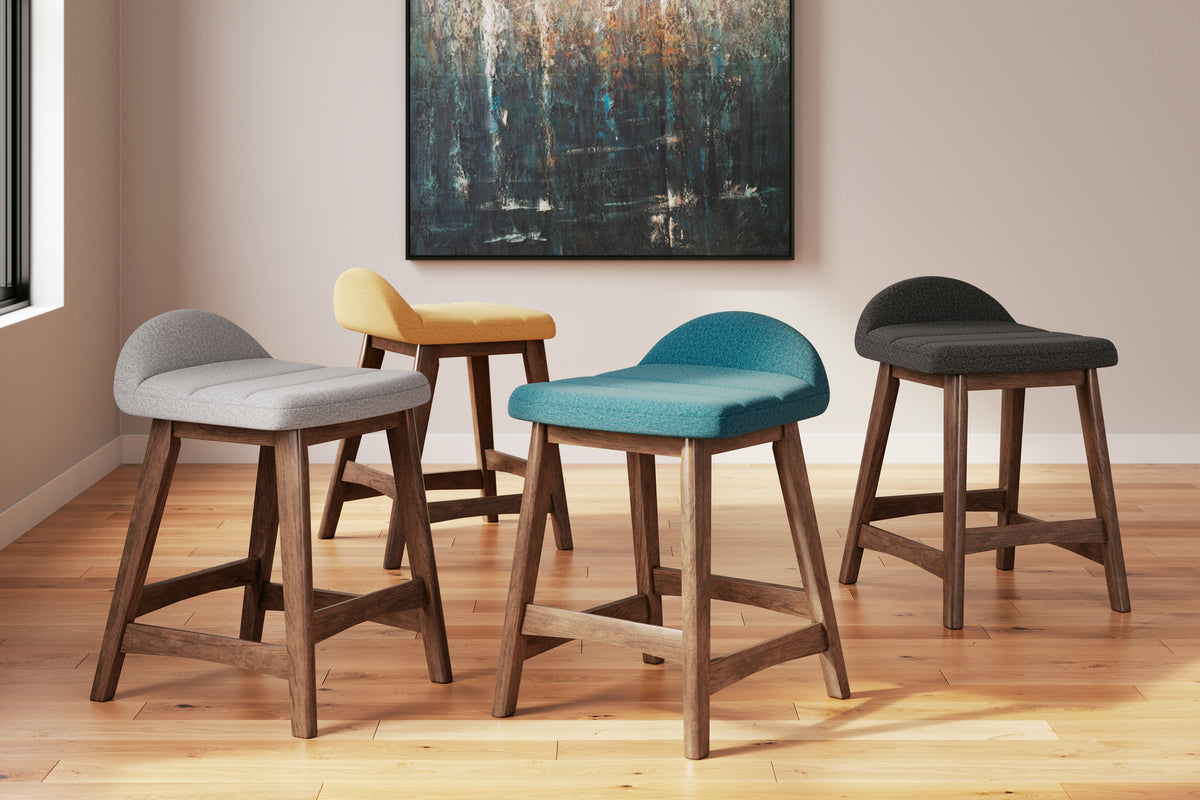 Lyncott Blue/Brown Counter Height Barstool, Set of 2 from Ashley - Luna Furniture