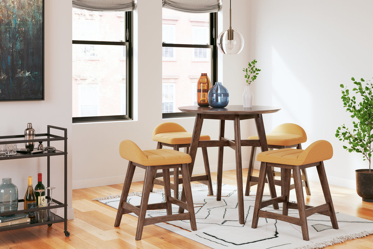 Lyncott Mustard/Brown Counter Height Barstool, Set of 2 from Ashley Furniture - Luna Furniture