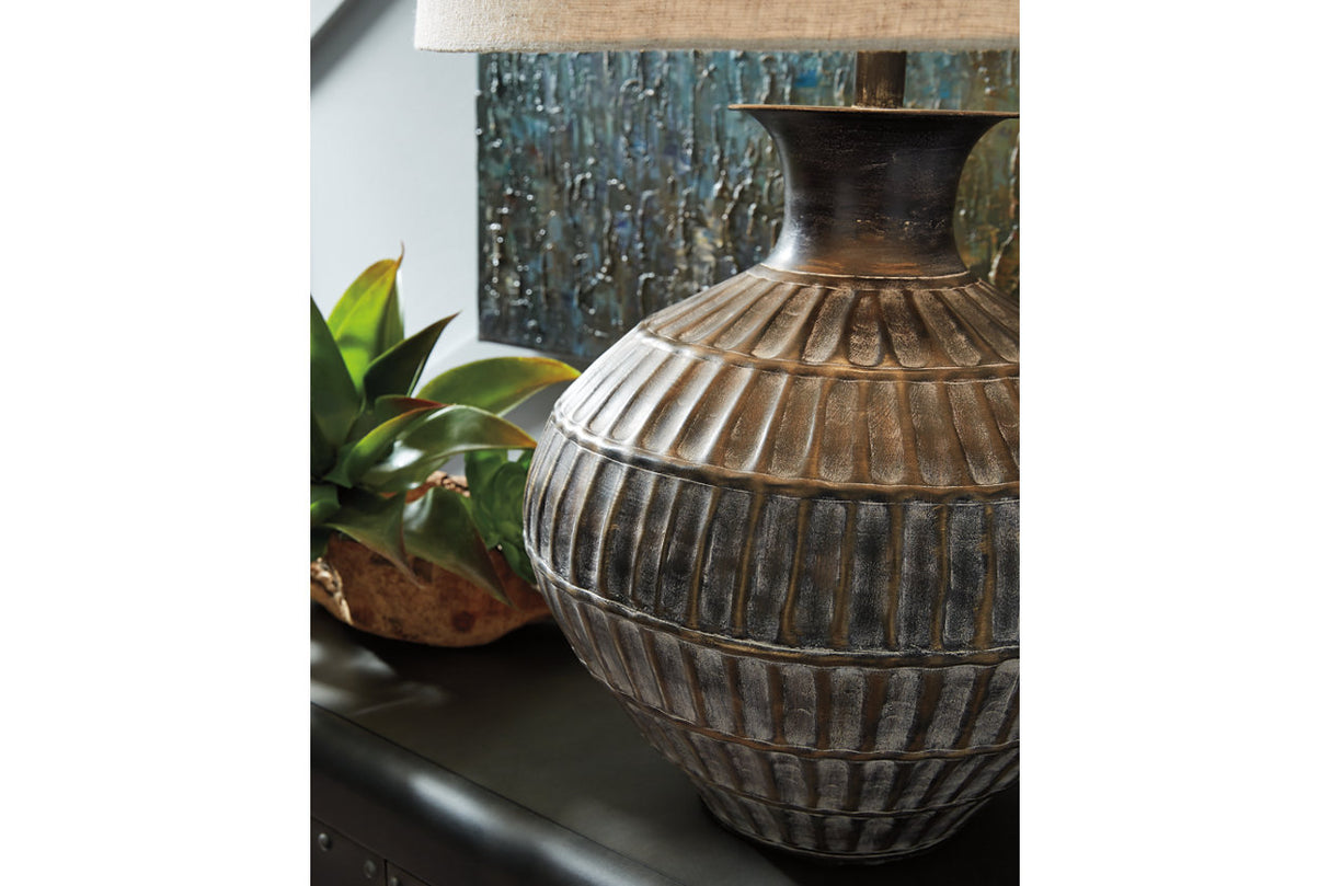 Magan Antique Bronze Finish Table Lamp from Ashley - Luna Furniture