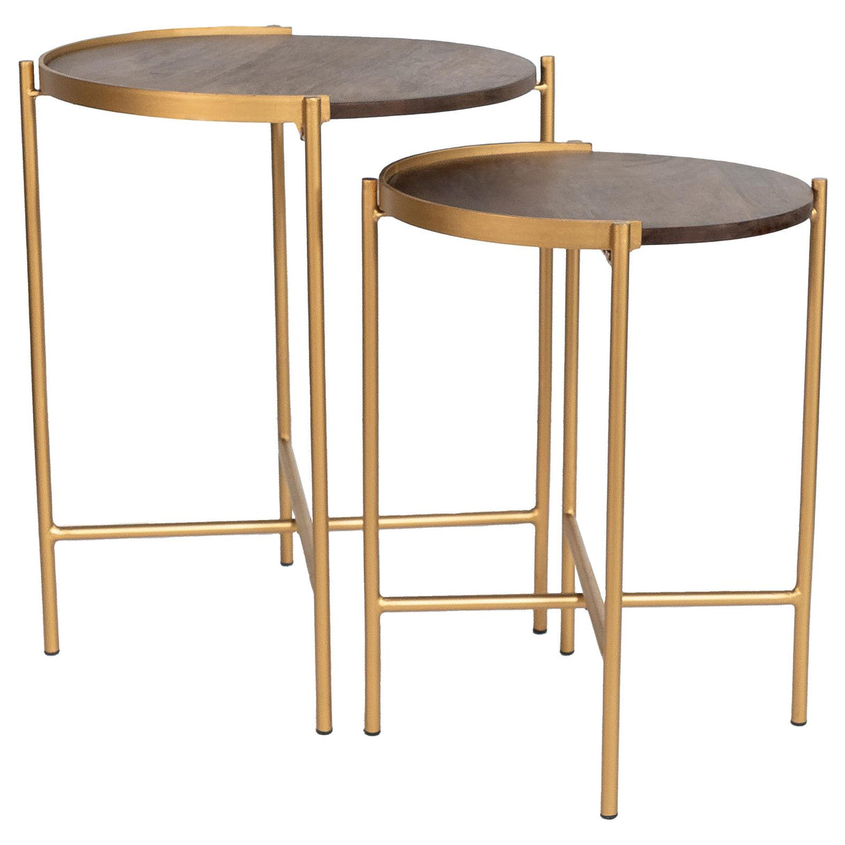 Malka Dark Brown and Gold 2-Piece Round Nesting Table from Coaster - Luna Furniture