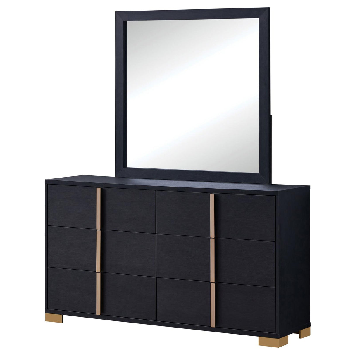 Marceline Black 6-Drawer Dresser with Mirror from Coaster - Luna Furniture