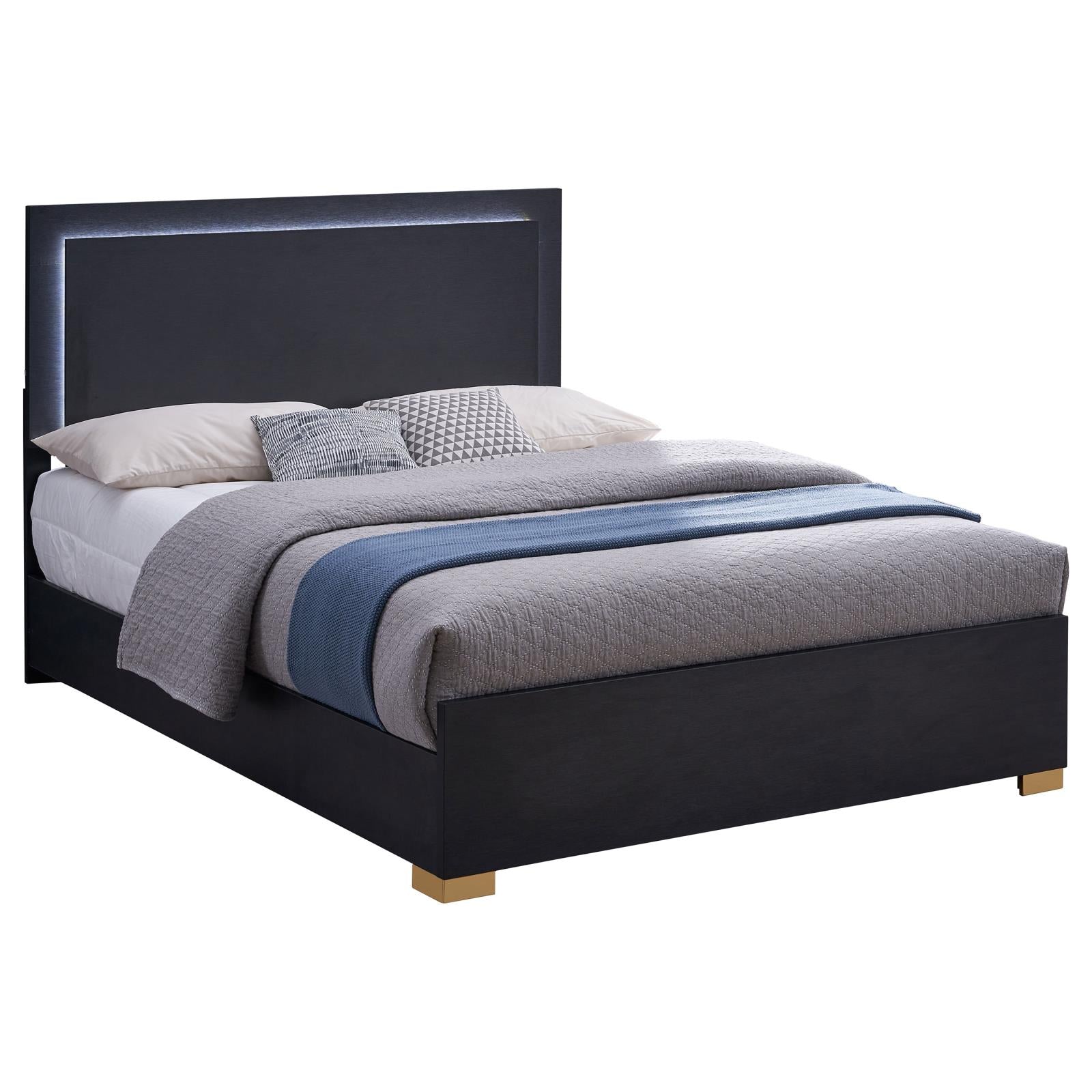 Coaster Marceline Queen Bed with LED Headboard Black - Luna Furniture