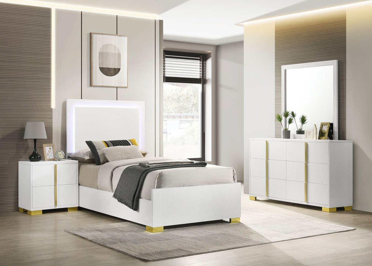 Marceline White 4-Piece LED Twin Bedroom Set from Coaster - Luna Furniture