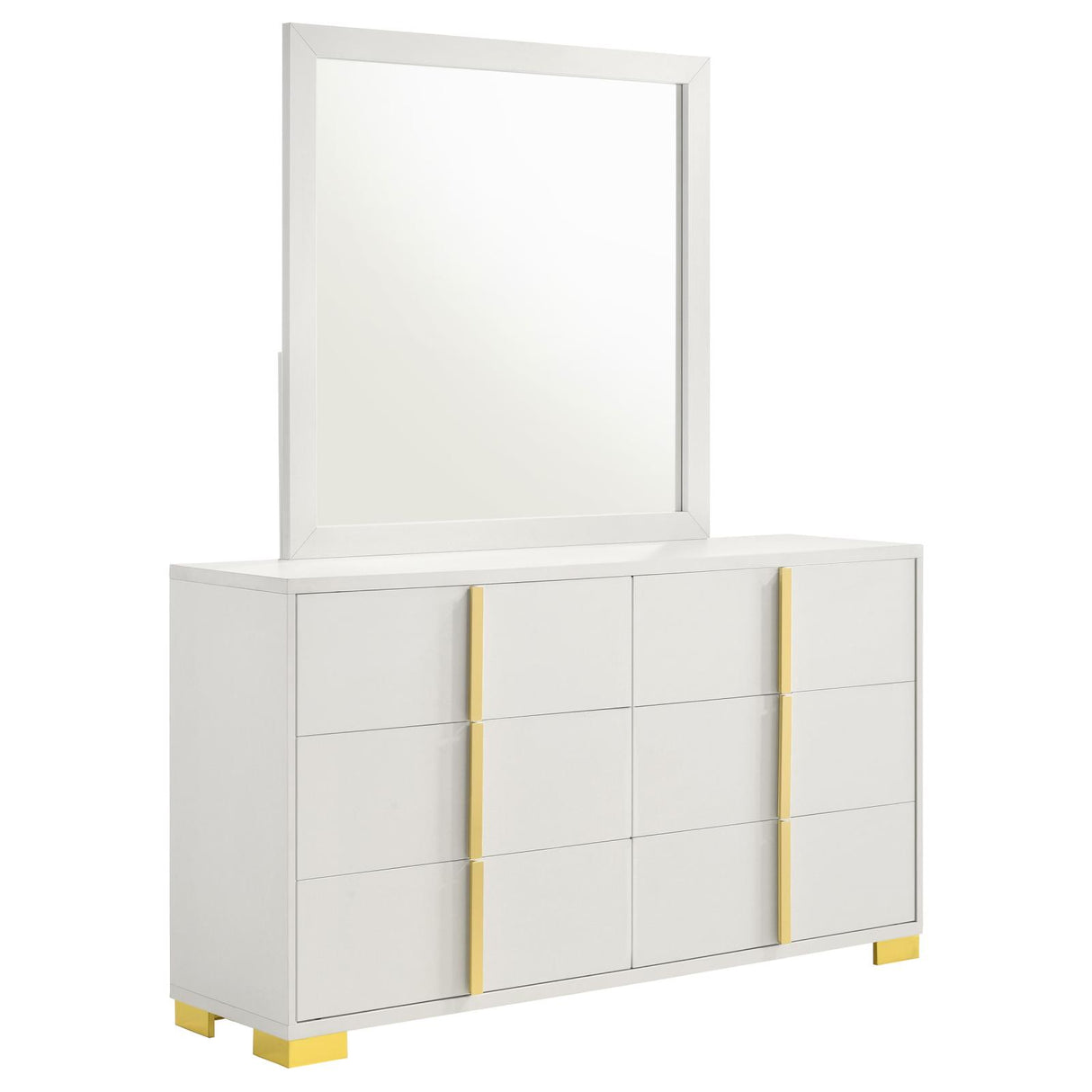 Marceline White 6-Drawer Dresser with Mirror from Coaster - Luna Furniture