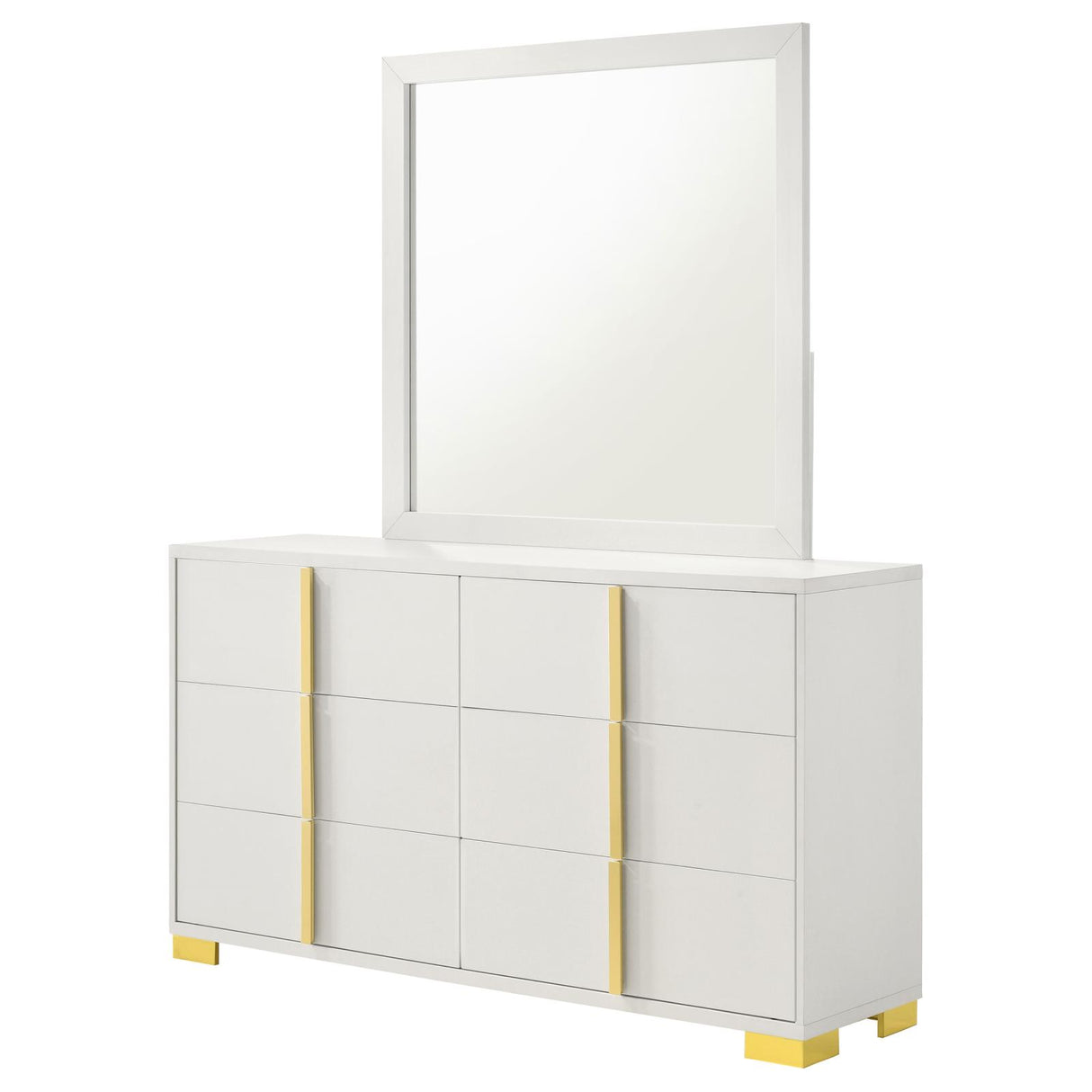 Marceline White 6-Drawer Dresser with Mirror from Coaster - Luna Furniture