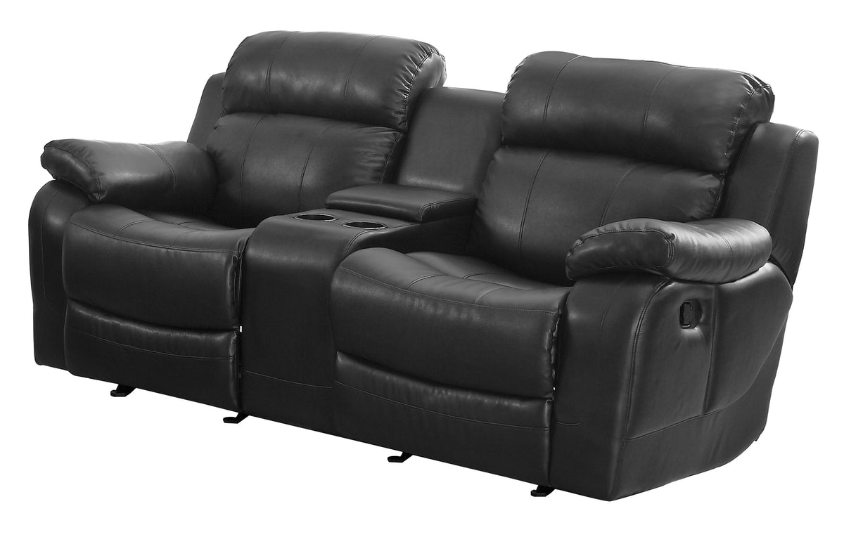 Marille Black Bonded Leather Reclining Loveseat from Homelegance - Luna Furniture