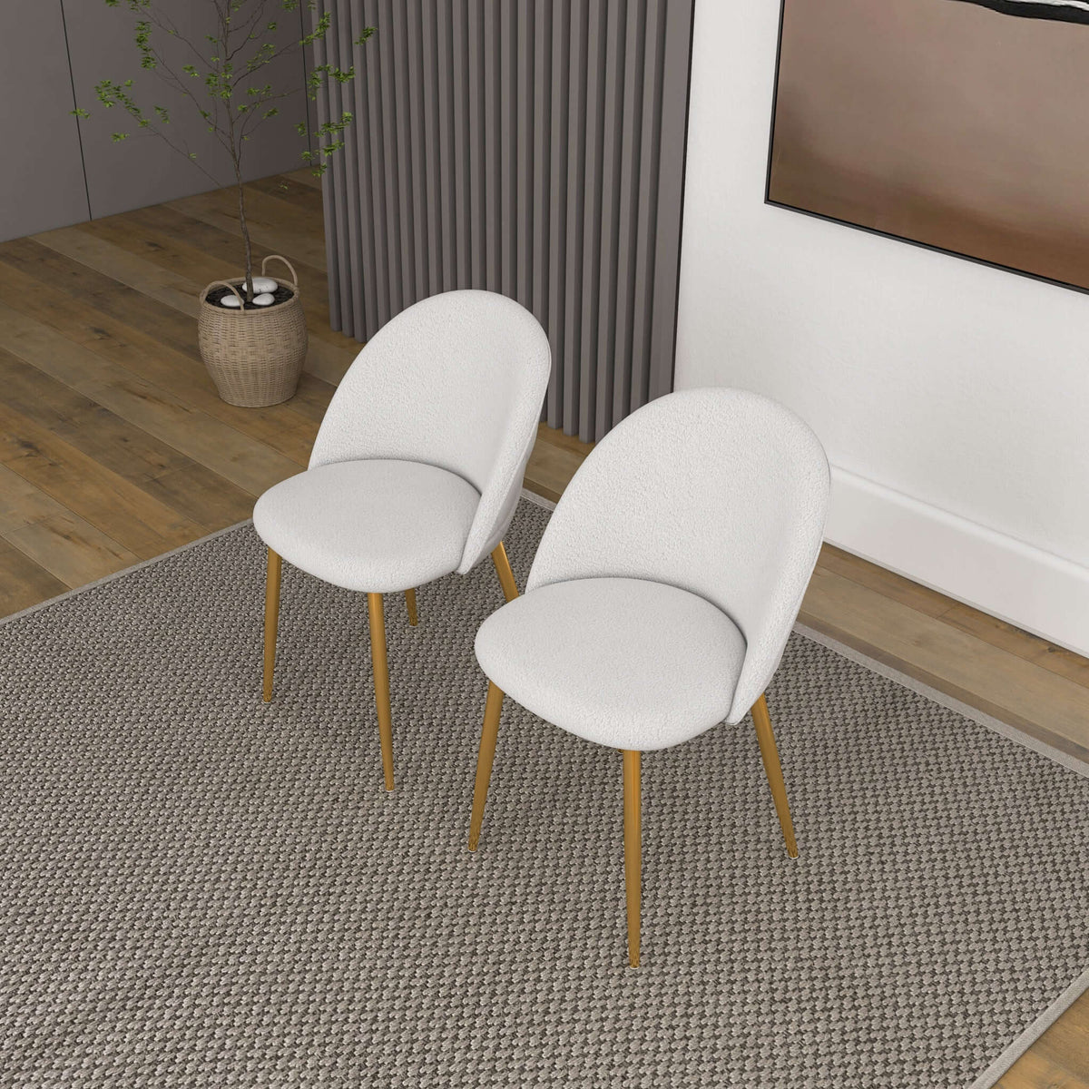 Marion Mid Century Modern Dining Chair (Set of 2) Cream Boucle from Ashcroft Furniture - Luna Furniture