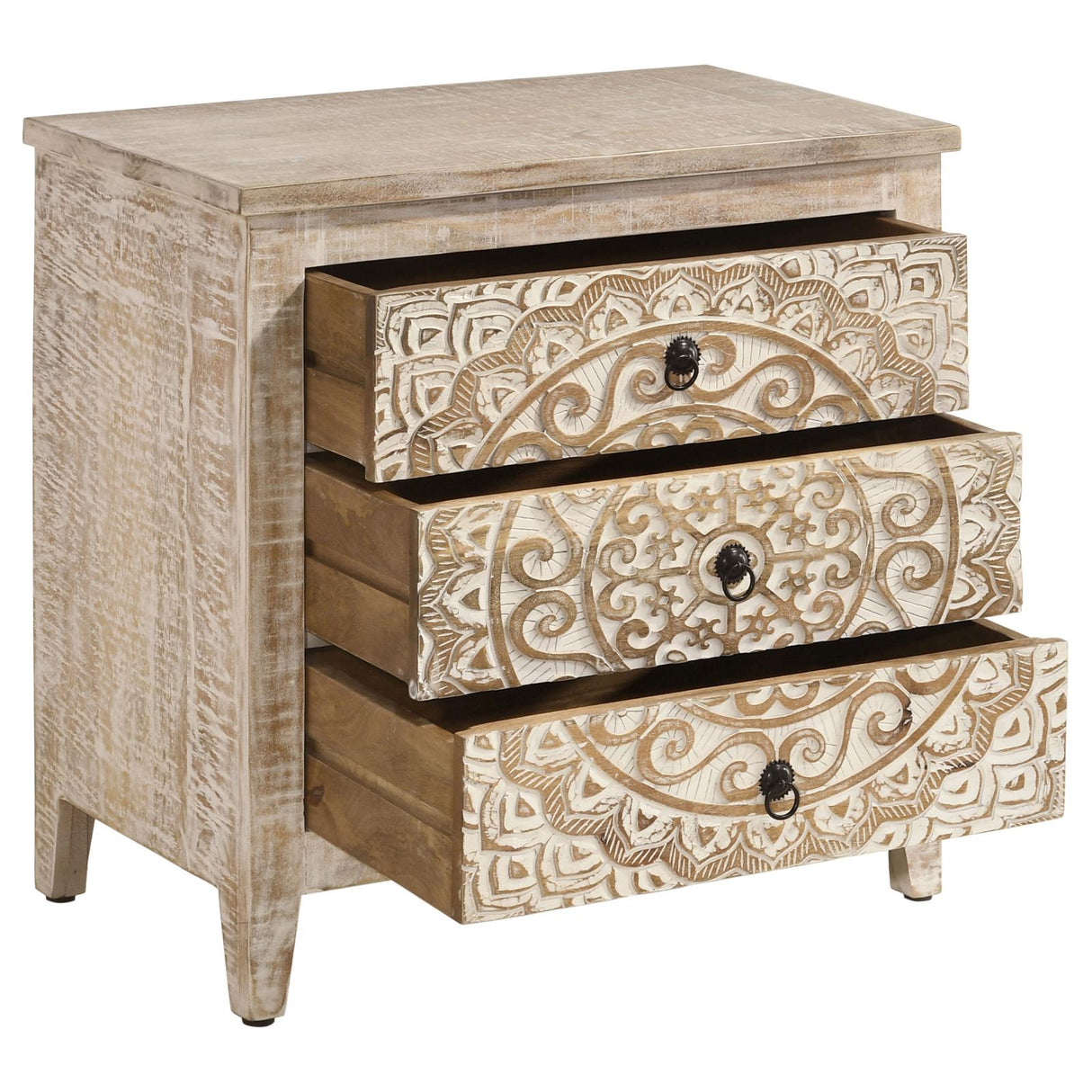 Mariska White Distressed 3-Drawer Wooden Accent Cabinet from Coaster - Luna Furniture