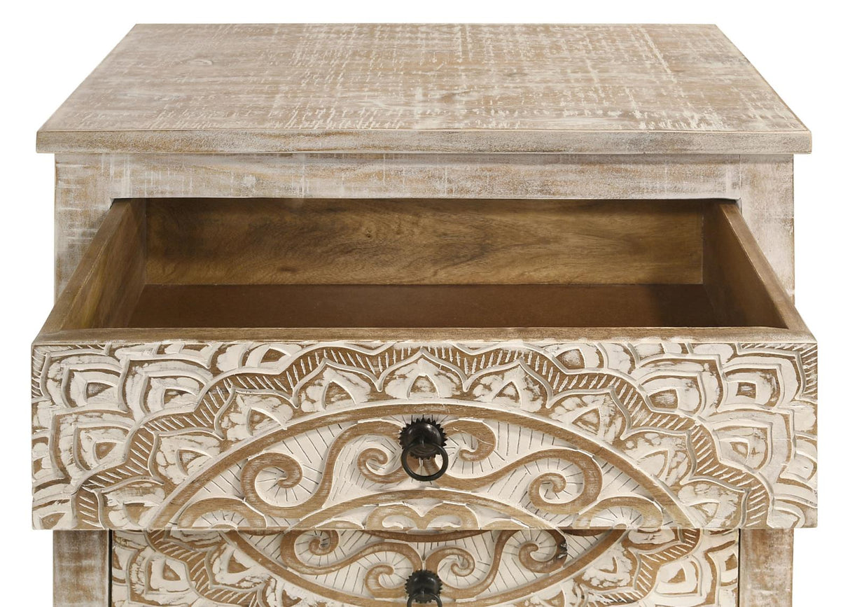 Mariska White Distressed 3-Drawer Wooden Accent Cabinet from Coaster - Luna Furniture