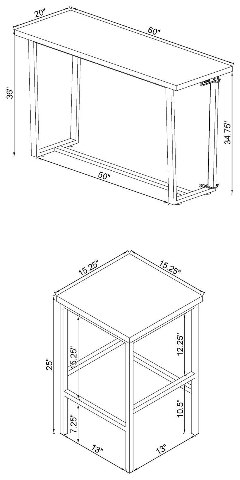Marmot White Marble and Chrome 4-Piece Rectangle Counter Height Set from Coaster - Luna Furniture