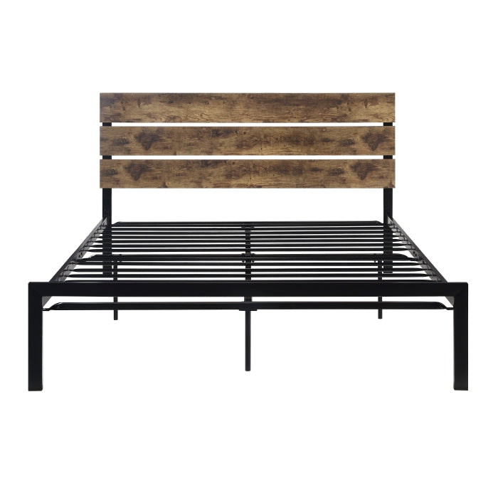 Marshall Brown Metal and Wood Queen Panel Bed from Homelegance - Luna Furniture